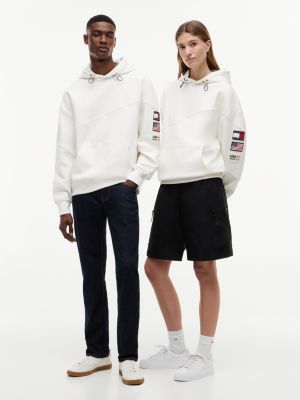 sweat à capuche décontracté tommy x u.s. sail gp team blanc pour adult gender inclusive tommy hilfiger