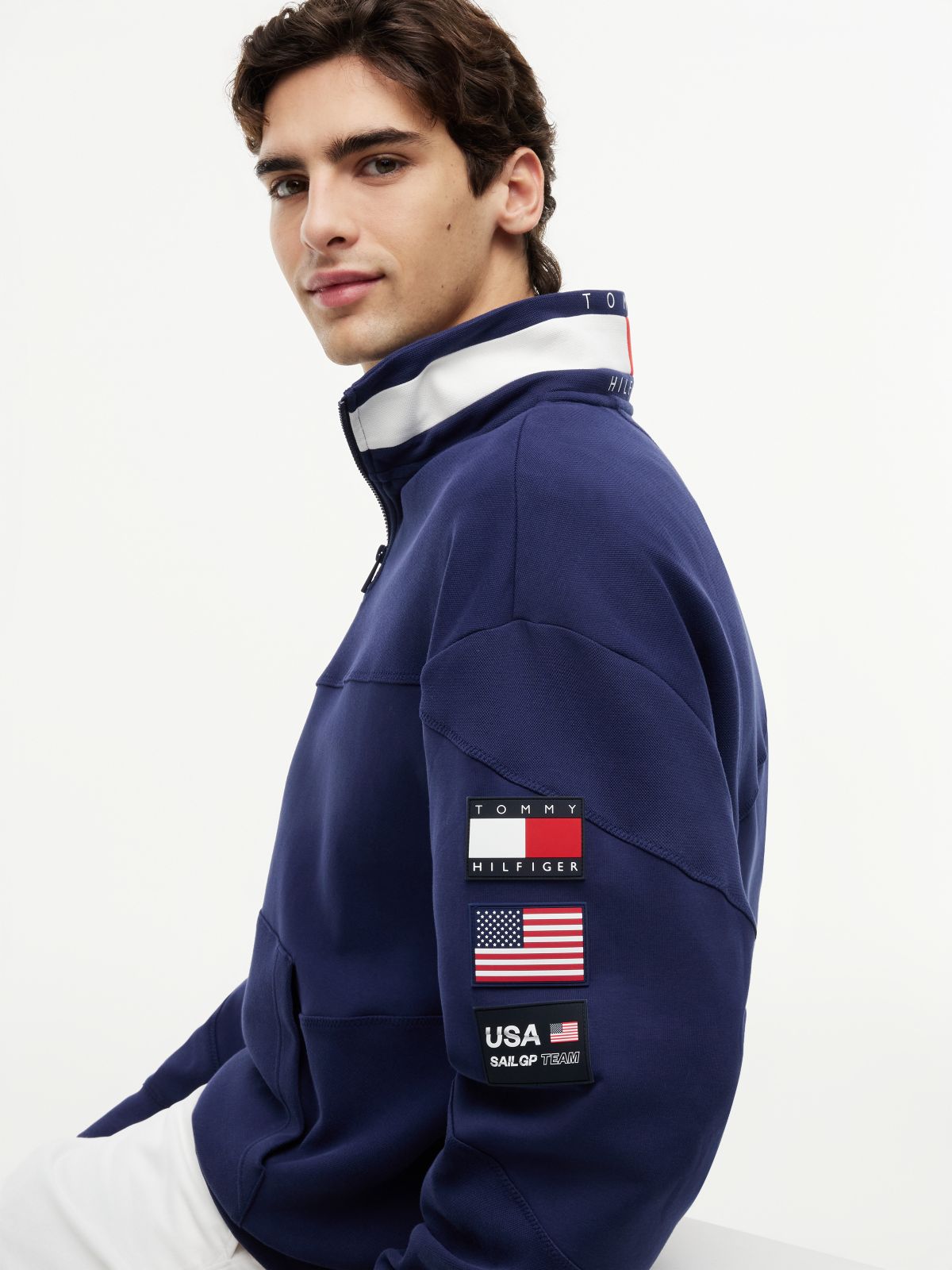 Tommy x U.S. Sail GP Team Quarter-Zip Sweatshirt — Blue