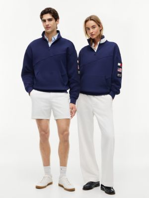 sweat zippé tommy x u.s. sail gp team bleu pour adult gender inclusive tommy hilfiger