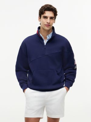 blue tommy x u.s. sail gp team quarter-zip sweatshirt for adult gender inclusive tommy hilfiger
