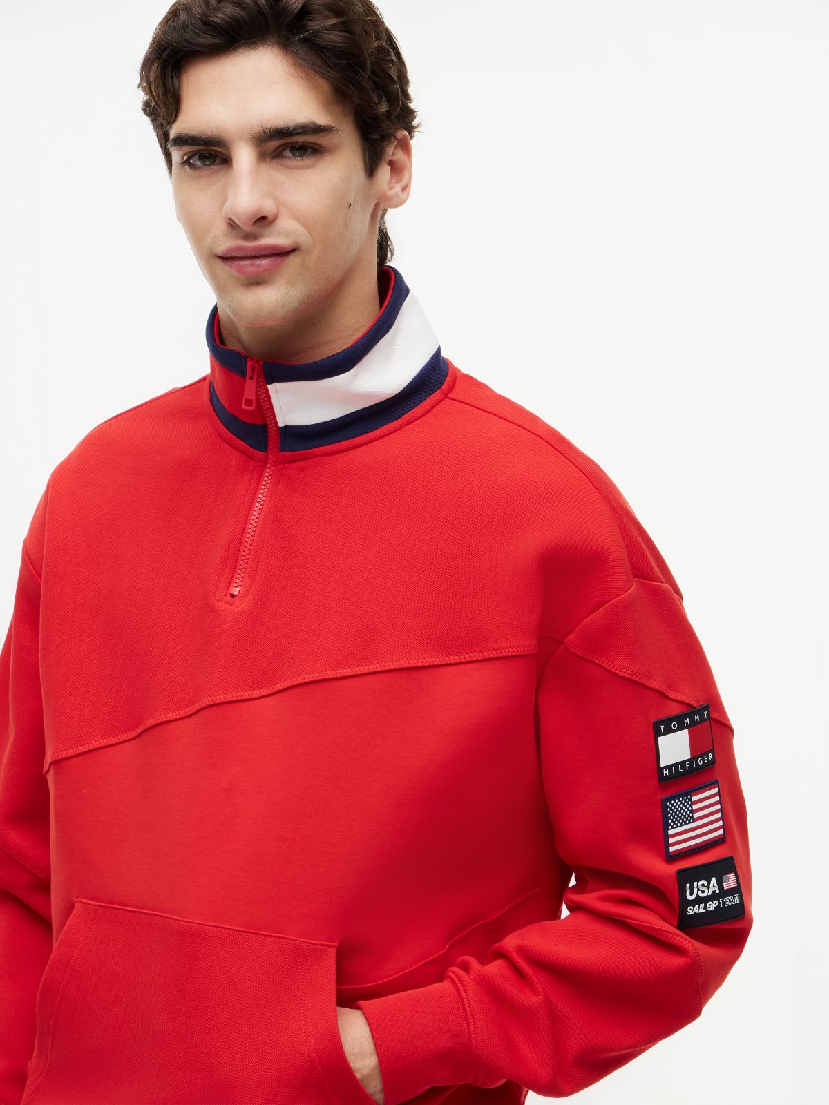 Tommy x U.S. Sail GP Team Quarter-Zip Sweatshirt — Red