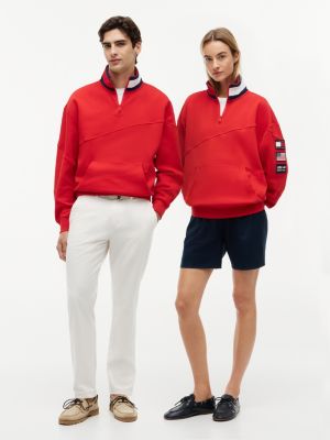 sweat zippé tommy x u.s. sail gp team rouge pour adult gender inclusive tommy hilfiger
