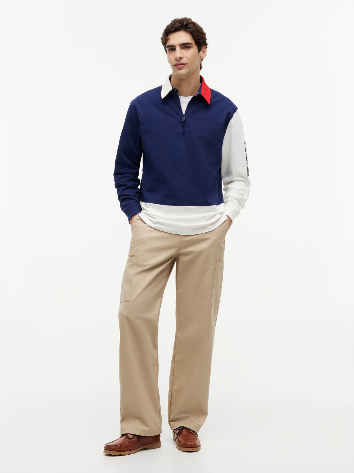 Tommy x U.S. Sail GP Team Colour-Blocked Rugby Shirt — Blue