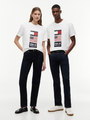 t-shirt tommy x u.s. sail gp team à logo blanc pour adult gender inclusive tommy hilfiger