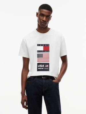 white tommy x u.s. sail gp team logo t-shirt for adult gender inclusive tommy hilfiger