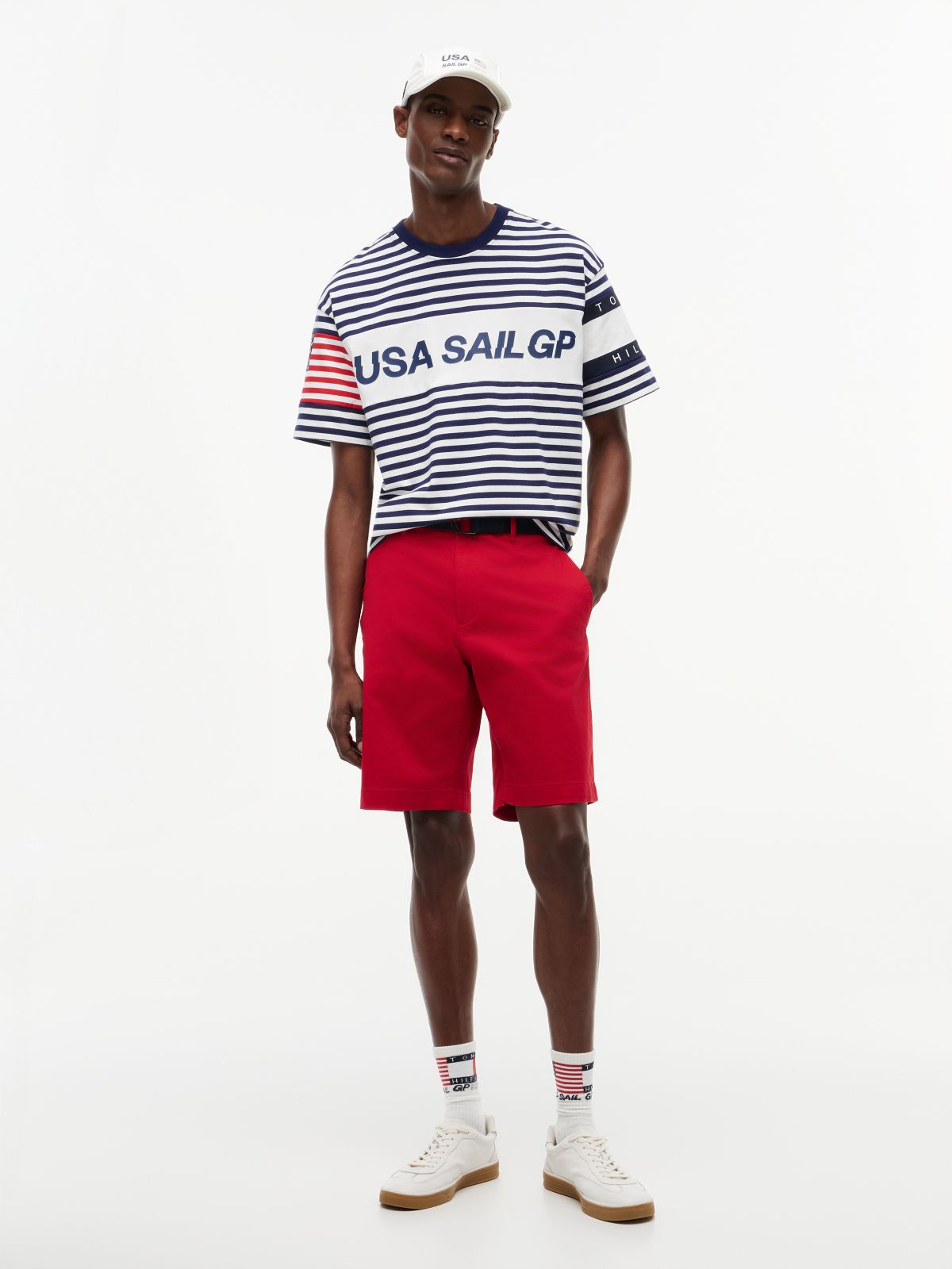 Tommy x U.S. Sail GP Team Stripe Relaxed T-Shirt — White