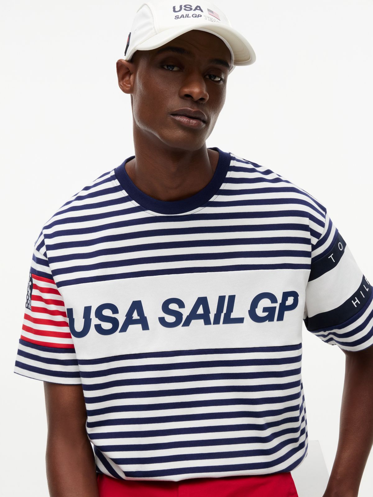 Tommy x U.S. Sail GP Team Stripe Relaxed T-Shirt — White