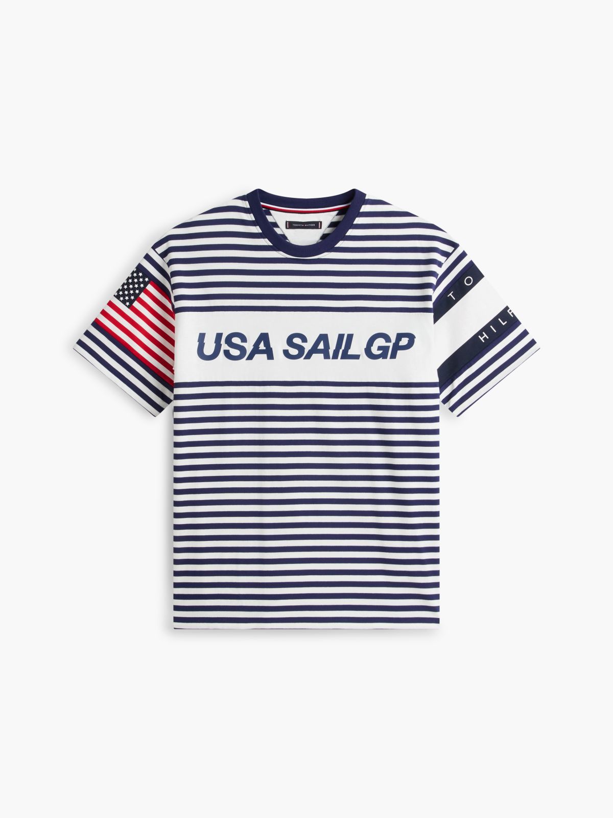 Tommy x U.S. Sail GP Team Stripe Relaxed T-Shirt — White