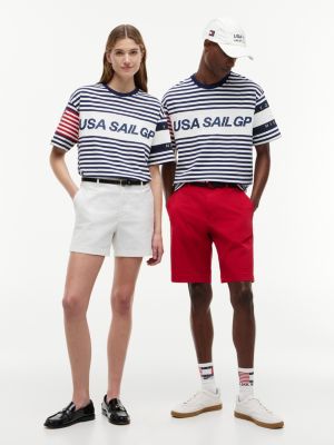t-shirt décontracté tommy x u.s. sail gp team blanc pour adult gender inclusive tommy hilfiger