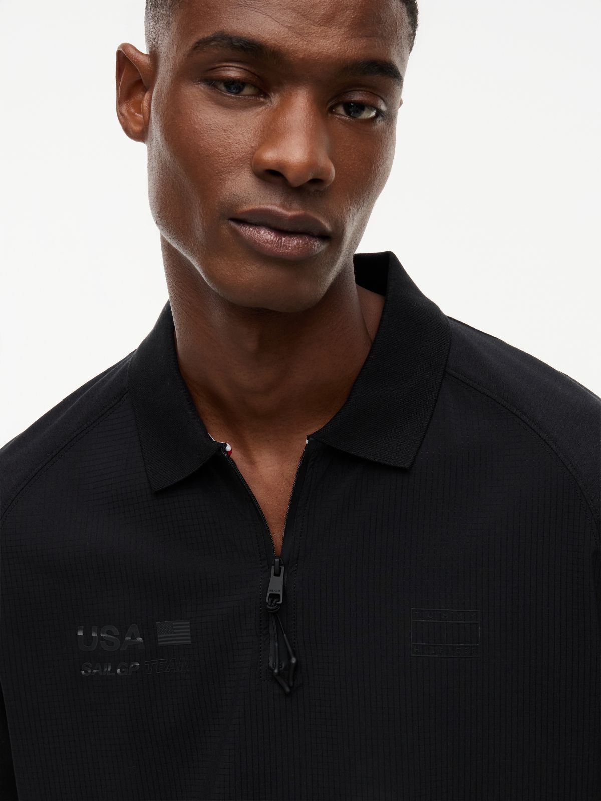Tommy x U.S. Sail GP Team Zip Placket Polo Shirt — Black