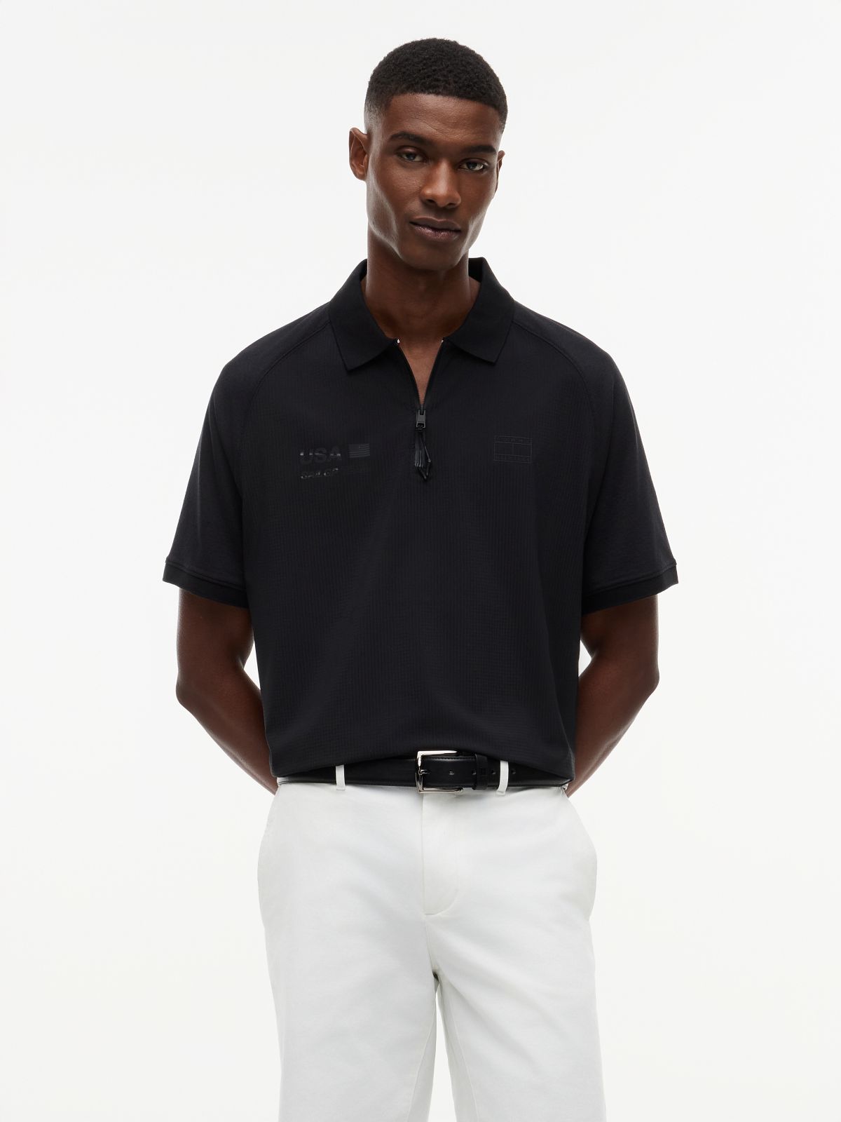 Tommy x U.S. Sail GP Team Zip Placket Polo Shirt — Black