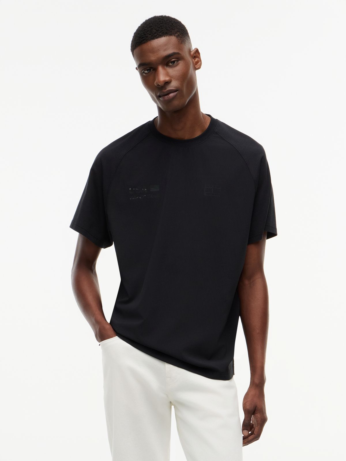 Tommy x U.S. Sail GP Team Tonal Logo Relaxed T-Shirt — Black