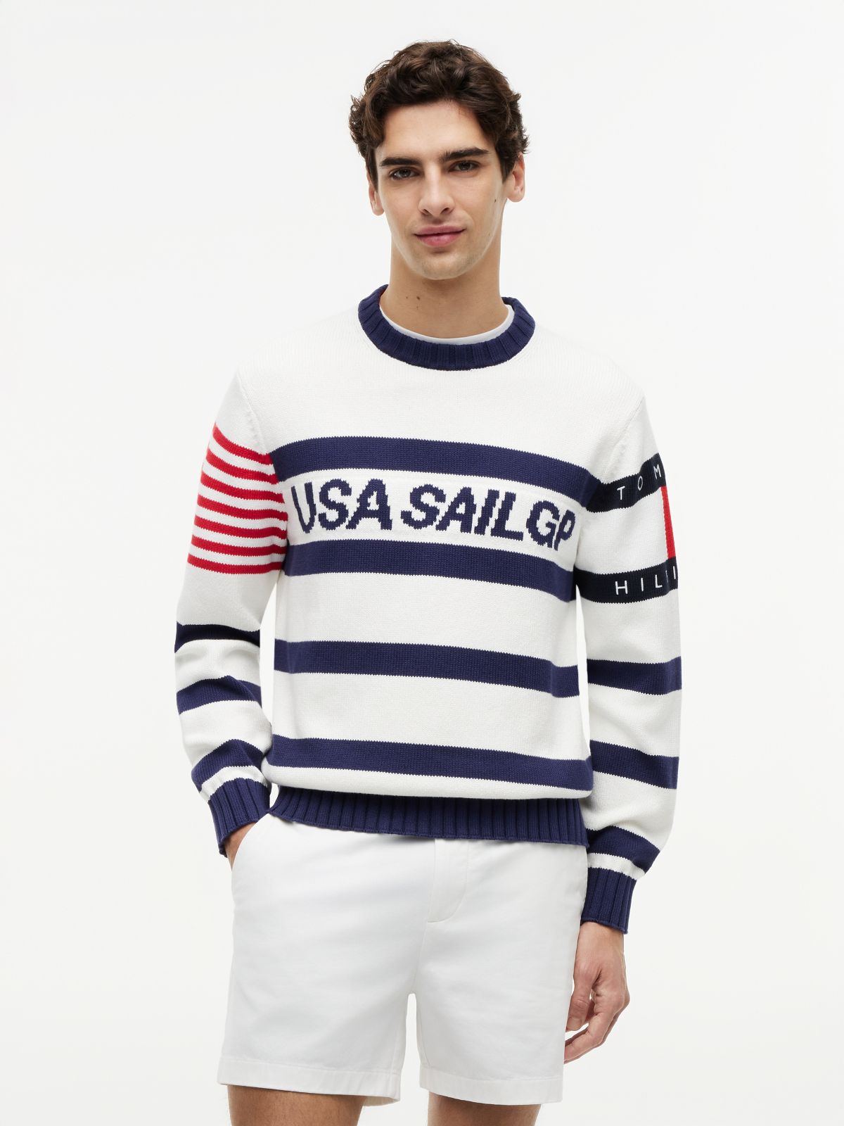 Tommy x U.S. Sail GP Team Stripe Jumper — White