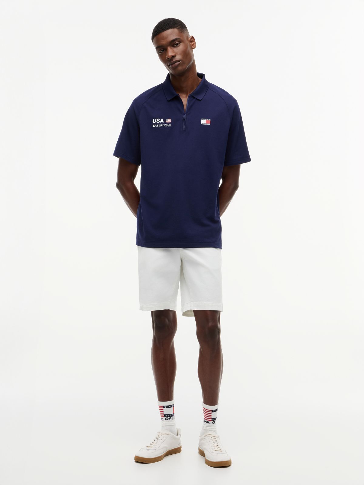Tommy x U.S. Sail GP Team Performance Pique Polo Shirt — Blue