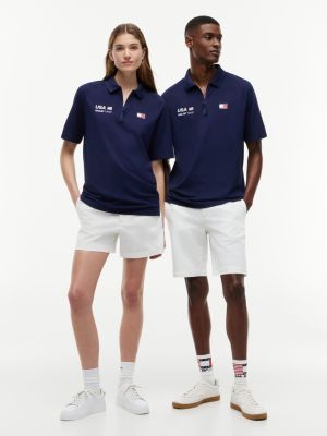 polo performance tommy x u.s. sail gp team bleu pour adult gender inclusive tommy hilfiger