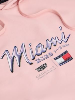 sudadera th x cadillac formula 1® team miami con capucha rosa de diseño inclusivo para adultos tommy hilfiger