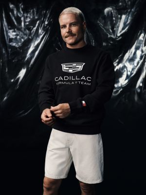 black th x cadillac formula 1® team logo sweatshirt for adults gender inclusive tommy hilfiger