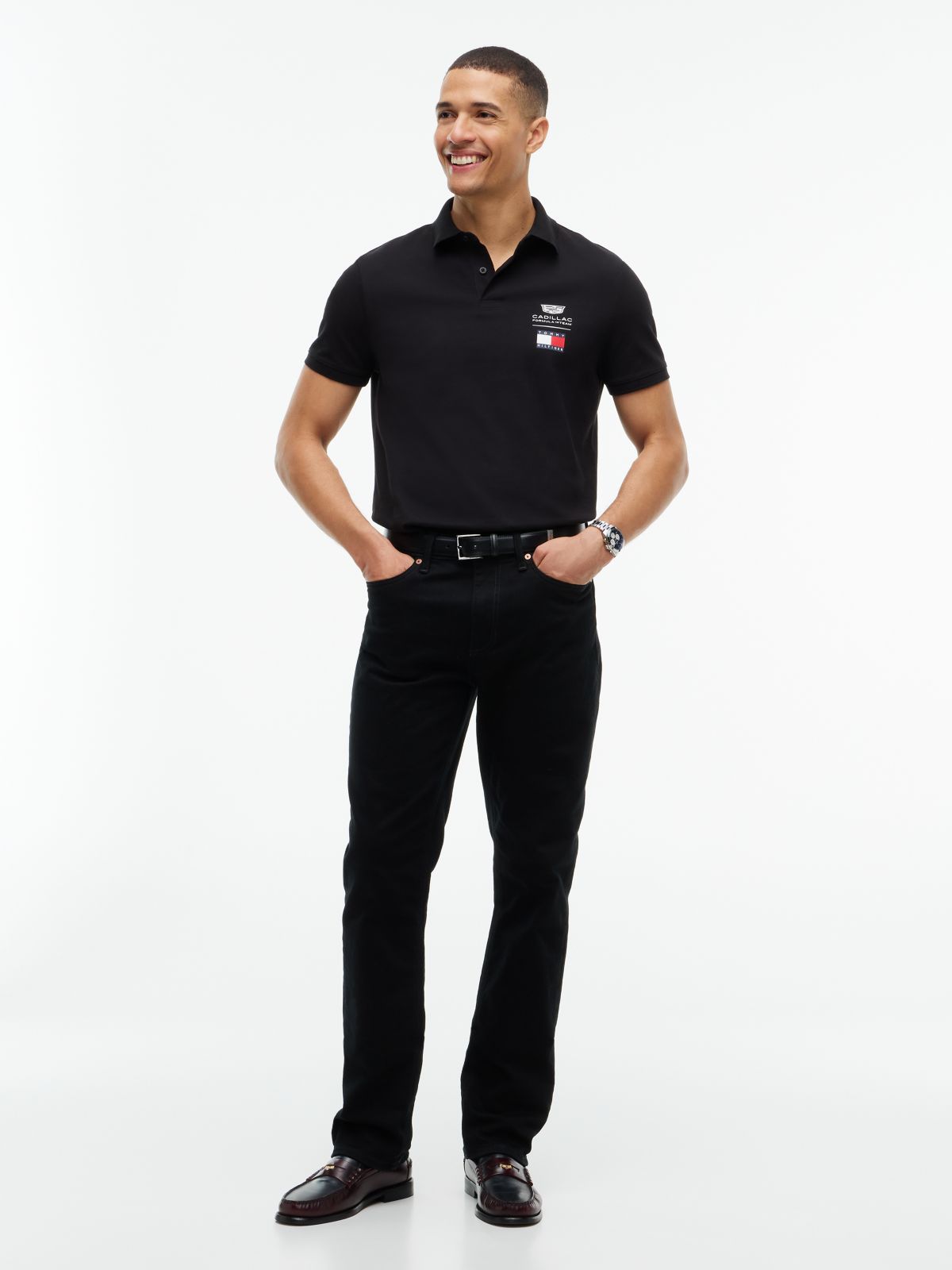 TH x Cadillac Formula 1® Team Logo Polo Shirt — Black
