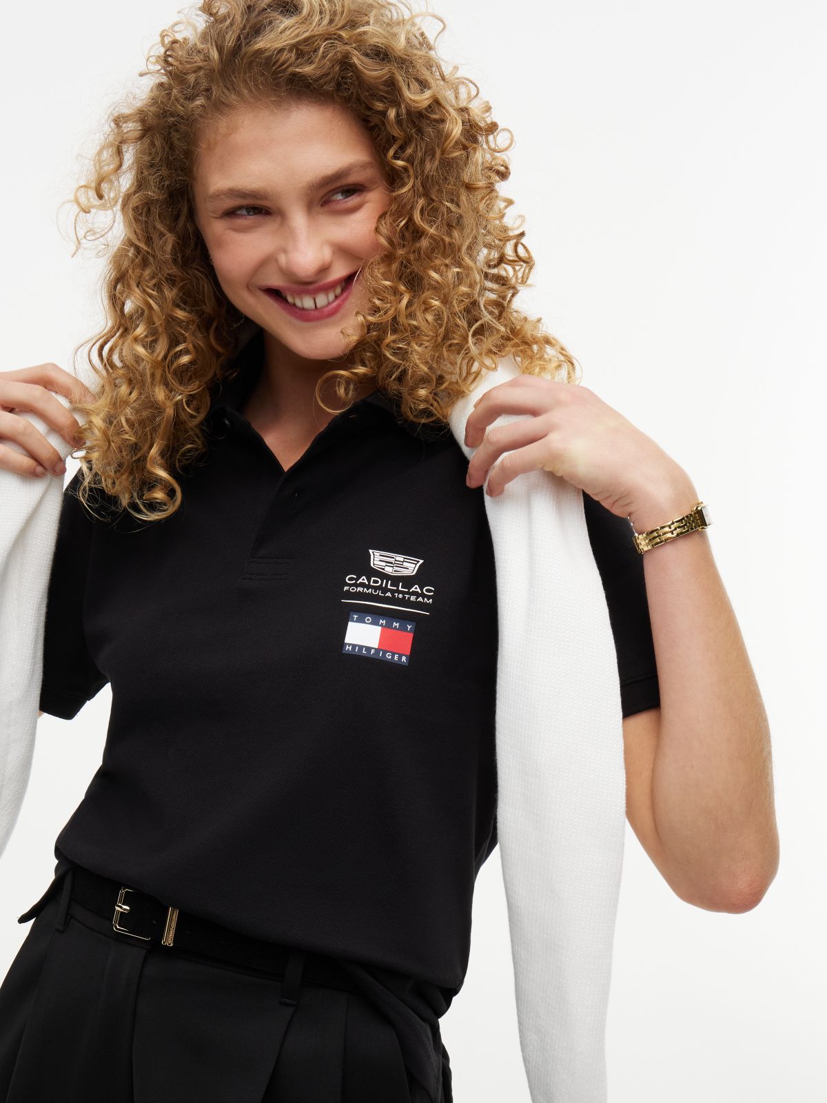 TH x Cadillac Formula 1® Team Logo Polo Shirt — Black