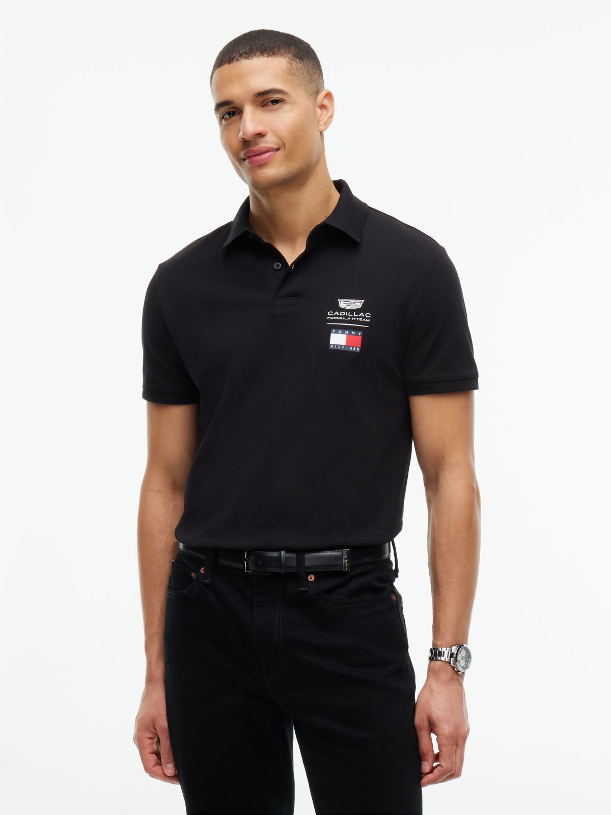 TH x Cadillac Formula 1® Team Logo Polo Shirt — Black
