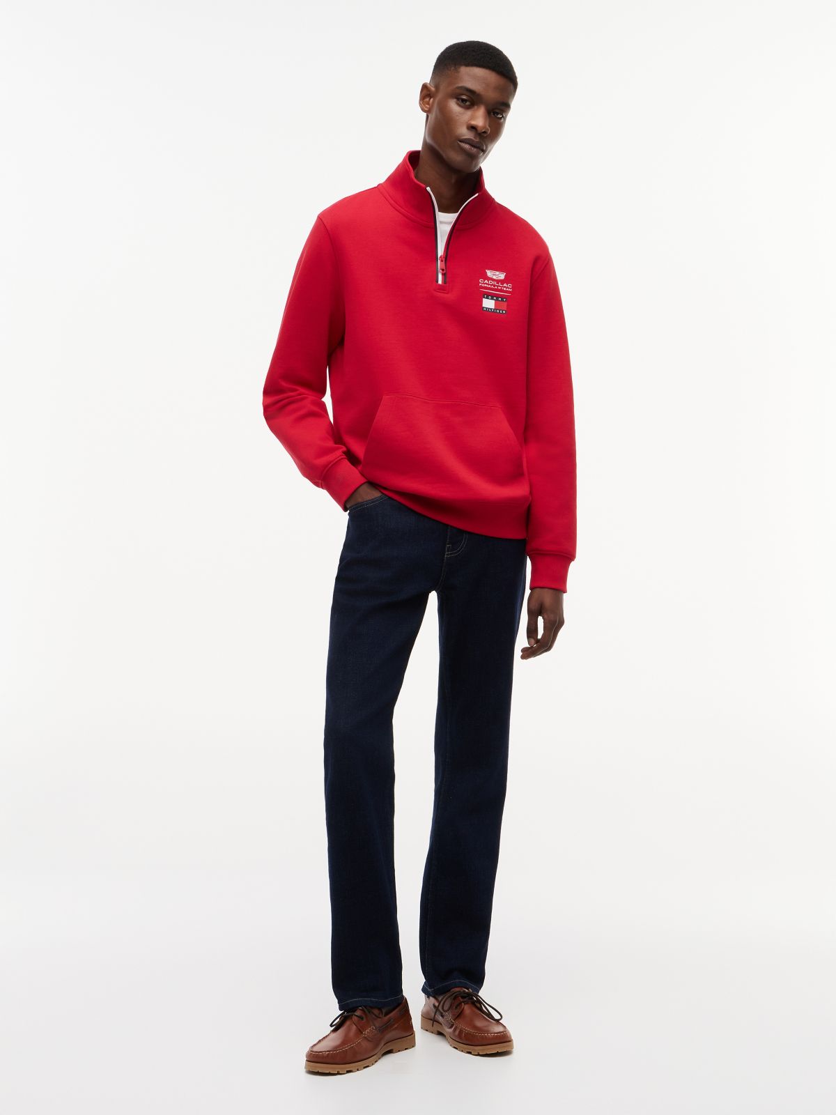 TH x Cadillac Formula 1® Team Back Graphic Half-Zip Sweatshirt — Red