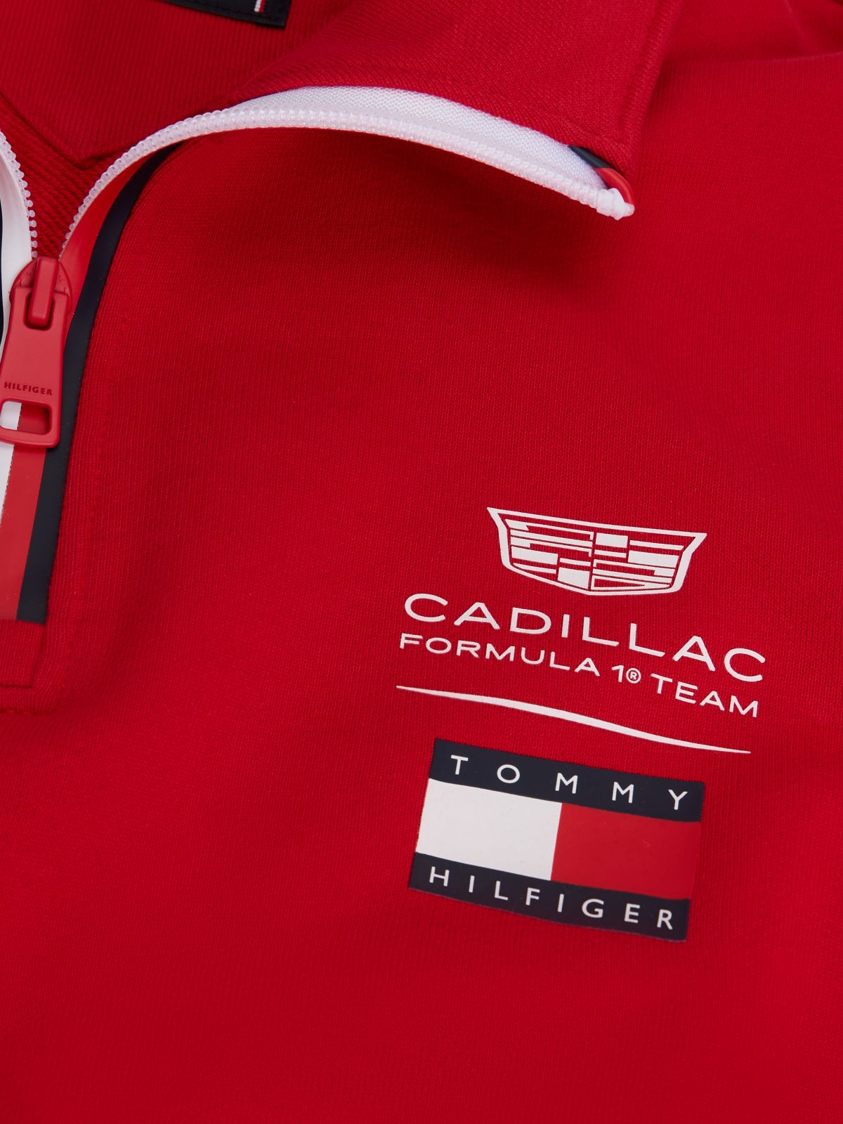 TH x Cadillac Formula 1® Team Back Graphic Half-Zip Sweatshirt — Red