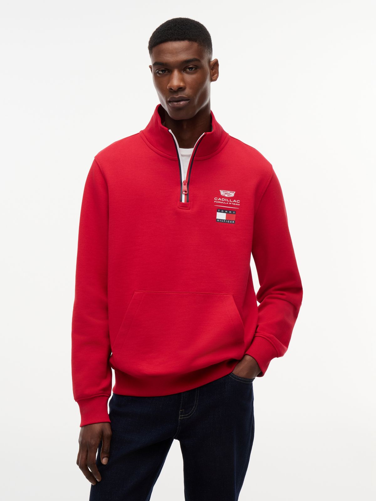 TH x Cadillac Formula 1® Team Back Graphic Half-Zip Sweatshirt — Red