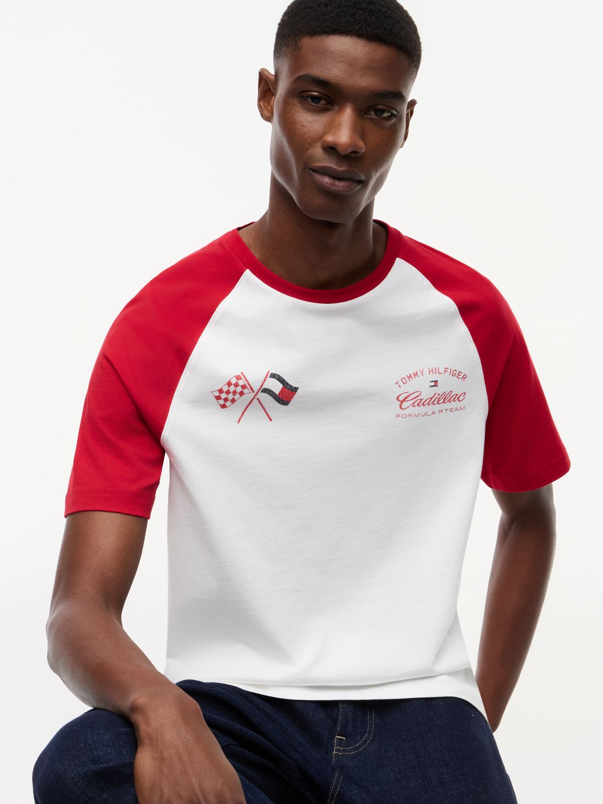 TH x Cadillac Formula 1® Team Back Graphic Raglan T-Shirt — White