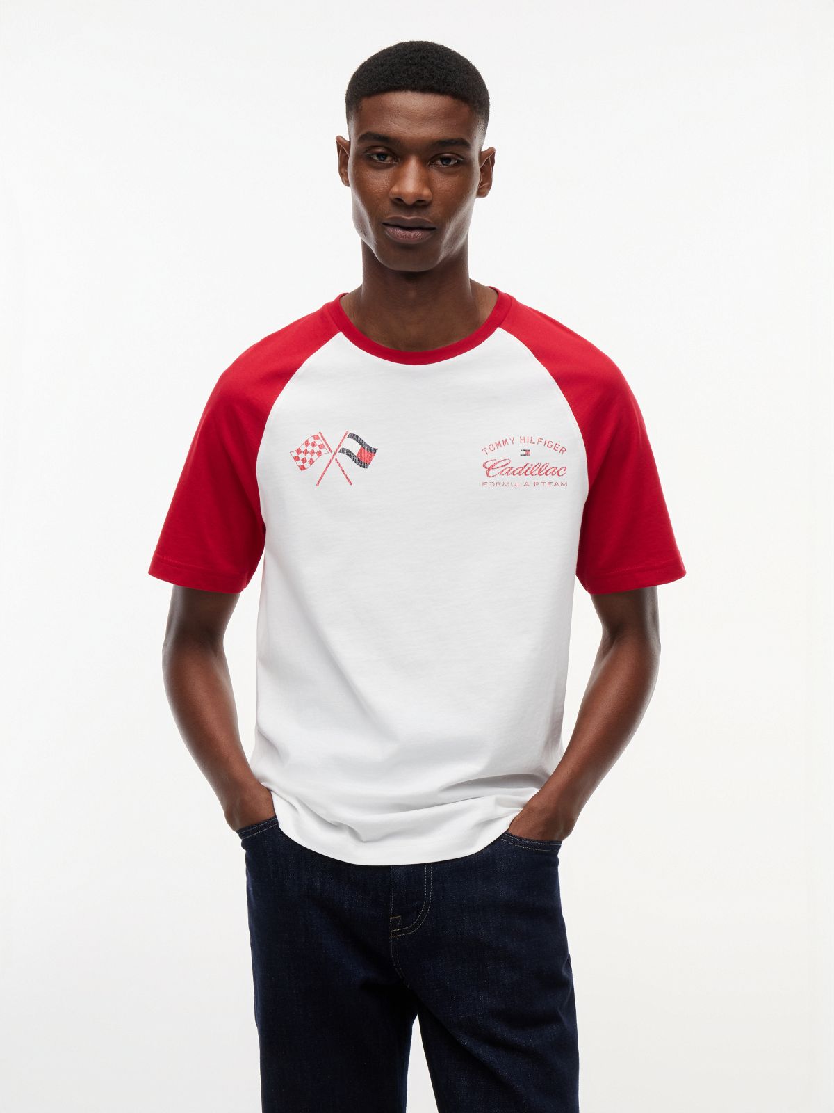 TH x Cadillac Formula 1® Team Back Graphic Raglan T-Shirt — White
