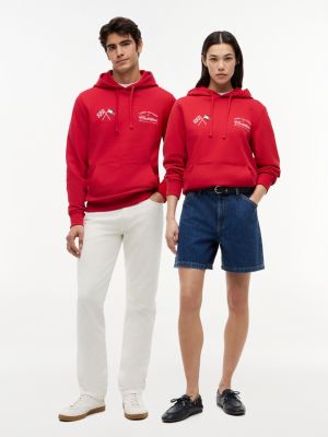 sudadera th x cadillac formula 1® team roja de diseño inclusivo para adultos tommy hilfiger