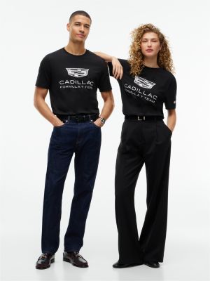 black th x cadillac formula 1® team shield logo t-shirt for adults gender inclusive tommy hilfiger