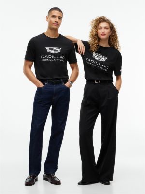 black th x cadillac formula 1® team shield logo t-shirt for adults gender inclusive tommy hilfiger