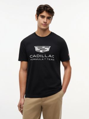 black th x cadillac formula 1® team logo-t-shirt für gender-inclusive erwachsene - tommy hilfiger