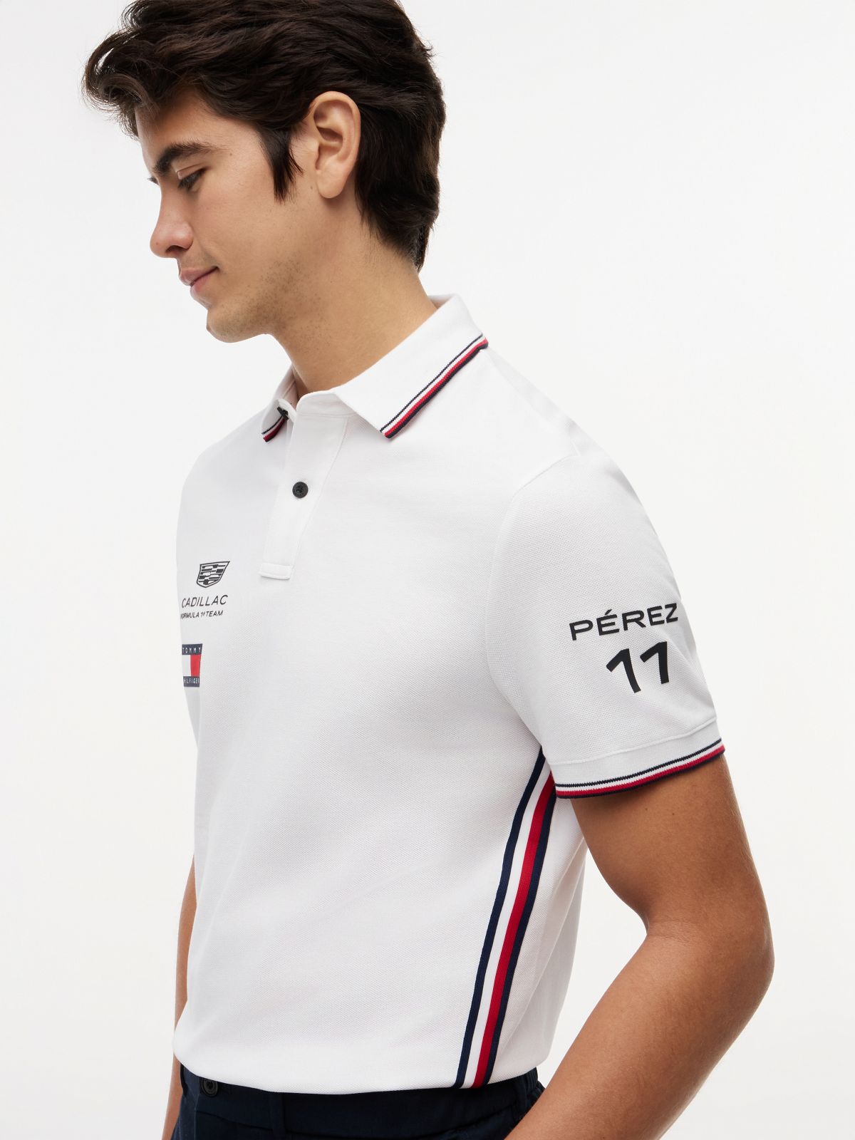 TH x Cadillac Formula 1® Team Sergio Pérez 11 Polo Shirt — White