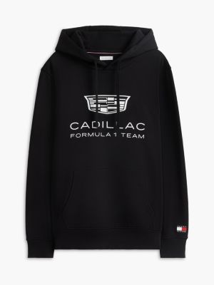 black th x cadillac formula 1® team shield logo hoody for adults gender inclusive tommy hilfiger
