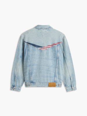 blue th x cadillac formula 1® team austin denim trucker jacket for adults gender inclusive tommy hilfiger