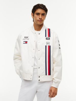 white th x cadillac formula 1® team varsity jacket for adults gender inclusive tommy hilfiger