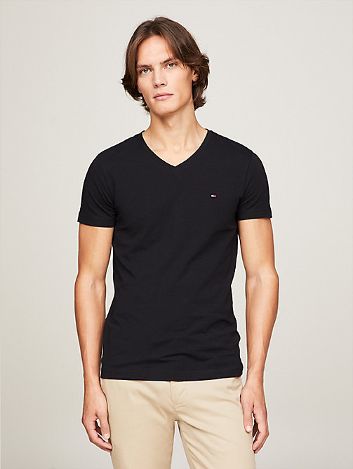 black slim fit cotton t-shirt for men tommy hilfiger