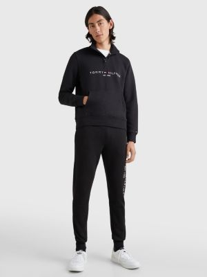 jogging resserré aux chevilles à logo brodé noir pour hommes tommy hilfiger