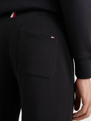 jogging resserré aux chevilles à logo brodé noir pour hommes tommy hilfiger