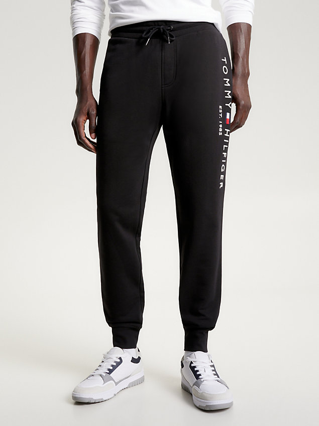 black joggery z mankietami z logo dla mężczyźni - tommy hilfiger