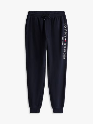 blau jogginghose mit bündchen und logo-stickerei für herren - tommy hilfiger