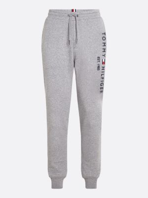 grau jogginghose mit bündchen und logo-stickerei für herren - tommy hilfiger