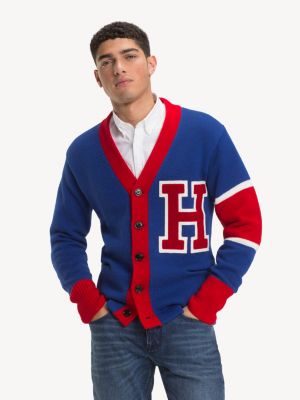Letuwj Cardigan Uomo Con Cerniera Asimmetrica E Collo A V - Denim Blu - Taglie Forti Dalla M Alla 6XL