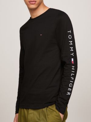 Tommy Hilfiger SLIM FIT LONG SLEEVE TEE - Long sleeved top - black 