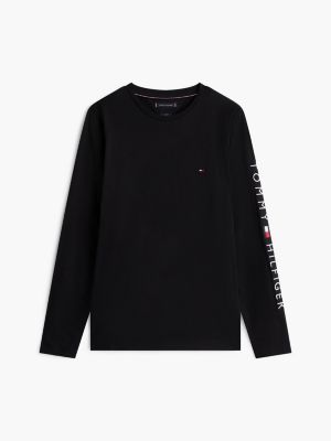 black slim long sleeve t-shirt for men tommy hilfiger
