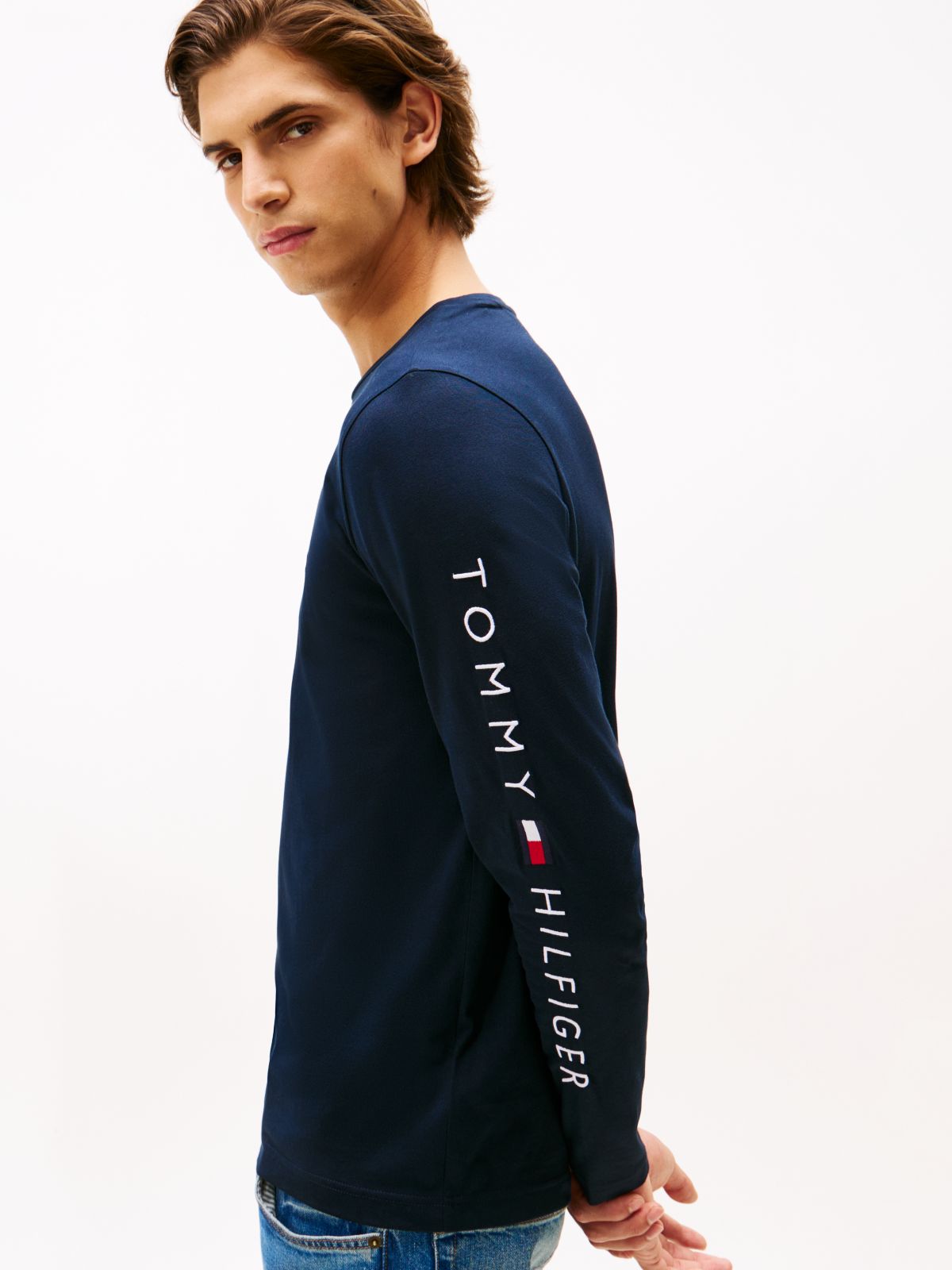 Slim Logo Long Sleeve T-Shirt — Blue