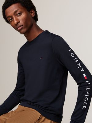 Logo Long Sleeve Slim Fit T-Shirt | BLUE | Tommy Hilfiger