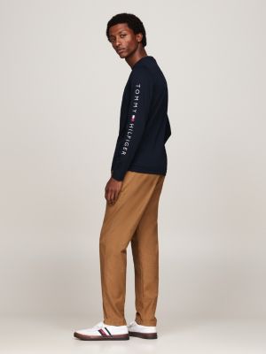 blue slim long sleeve t-shirt for men tommy hilfiger