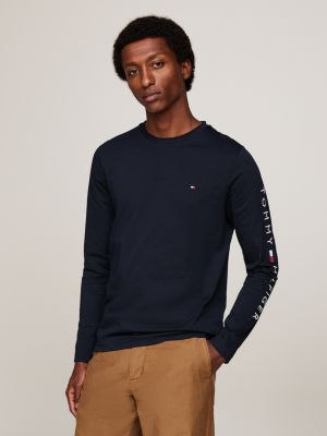 springvand mælk halv otte Logo Slim Fit Long Sleeve T-Shirt | BLUE | Tommy Hilfiger